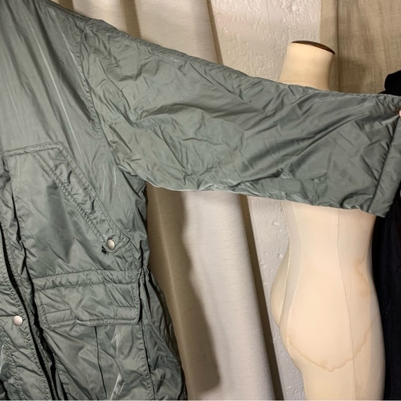 Vintage 90s Eddie Bauer Parka Coat Nylon XL Green Oversize Hooded Cargo Jacket - Picture 3 of 16